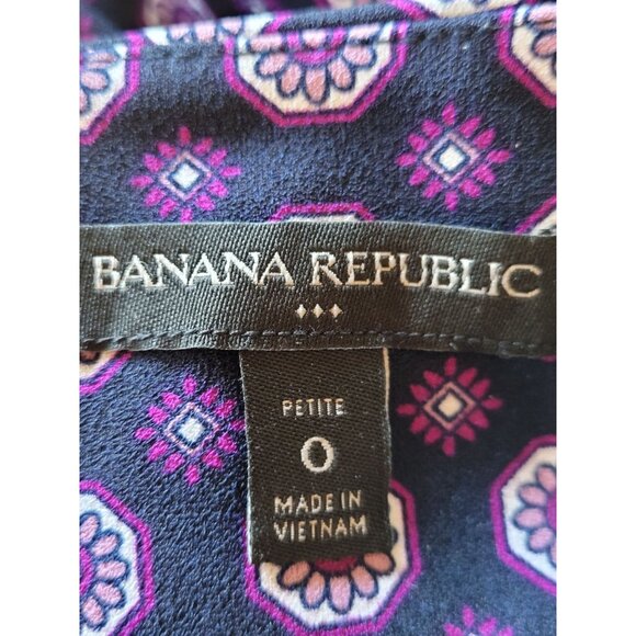 Banana Republic Womens 0 Petite Shift Dress Navy Pink Geometric Pattern Short Kn - Picture 5 of 8